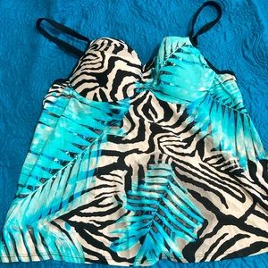 Lane Bryant Swimsuit top in 42C in zebra print .